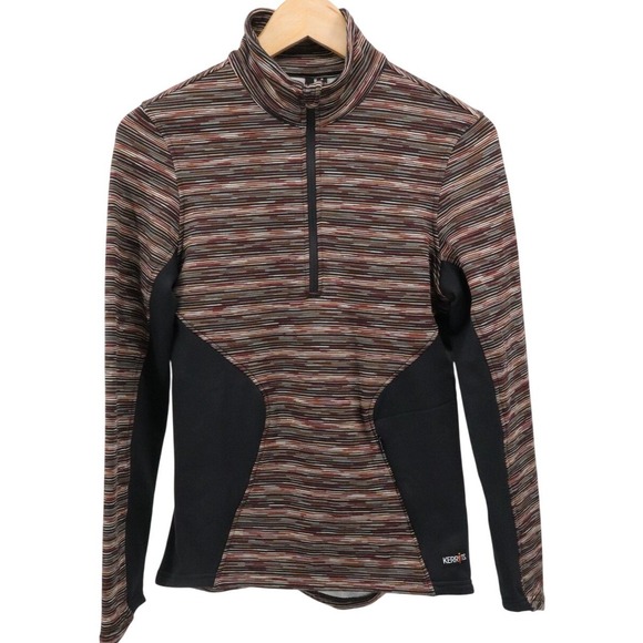 Kerrits Womens Striped Fleece 1/4 Zip Pullover Zip Pockets Regular Size S - Picture 2 of 8